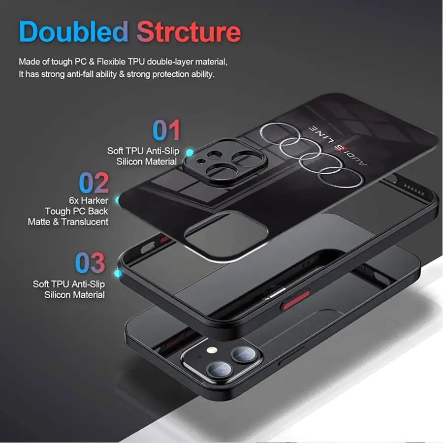 A-Audi Sports-Car Phone Case for iPhone 16 15 Pro Max 14 Plus 11 12 13 Pro Max SE 8 7 14 Pro X XS XR 15Pro 12 Mini funda